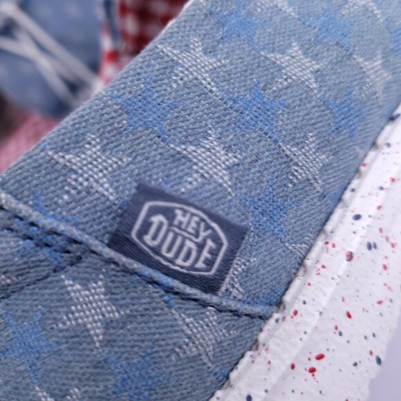 Hey Dude Wendy Arlington Women’s Size 7 Stars Blue - Red and Blue Speckle Sole - Picture 12 of 14